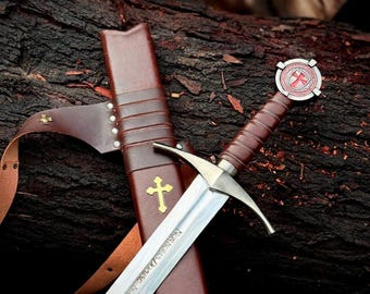 Hand-Forged Knights Templar Sword Replica | High Carbon Steel Crusader Collectible