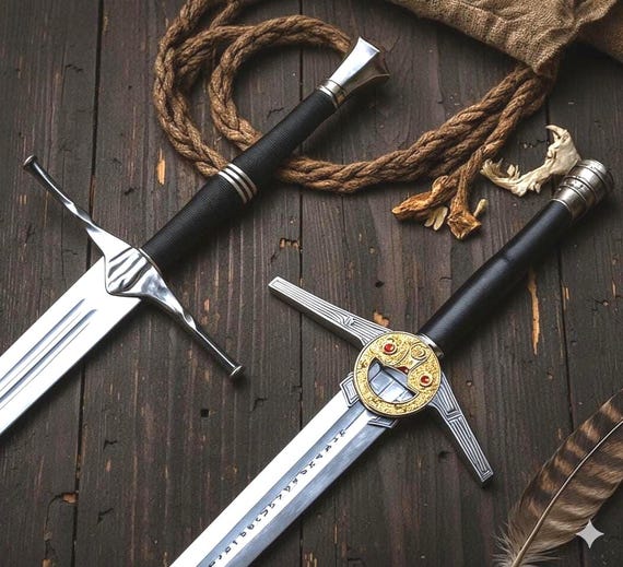 Handmade Aerondight Witcher Sword Replica, Stainless Steel Cosplay