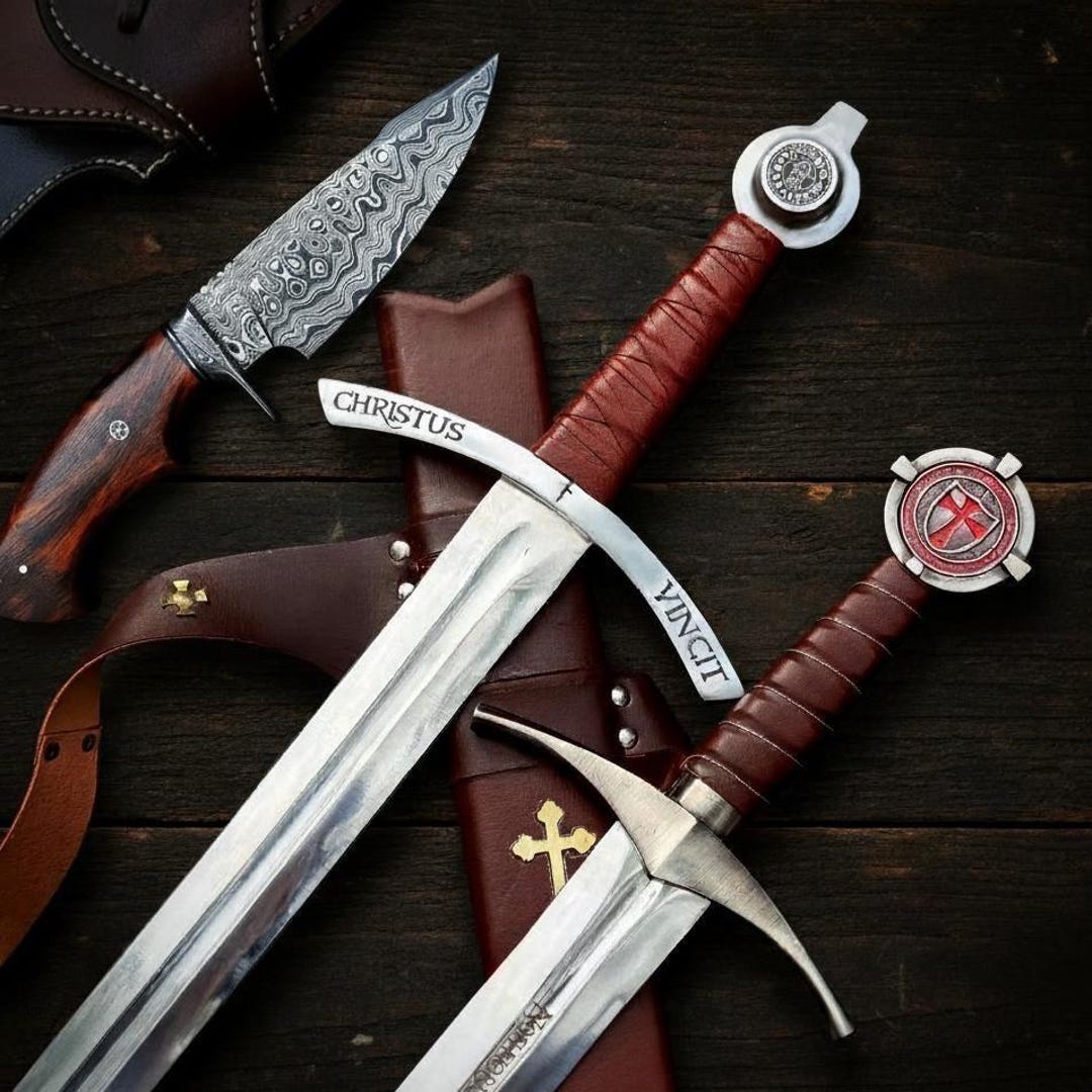 Épée Viking Bâtarde Forgée à La Main – Acier Carbone – Prête Au Combat Avec Fourreau