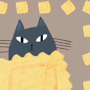 Juego de 6 láminas decorativas divertidas de gatos con pasta – Decoración de cocina italiana – Descarga digital imagen 18