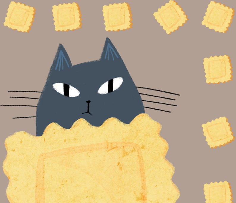 Juego de 6 láminas decorativas divertidas de gatos con pasta – Decoración de cocina italiana – Descarga digital imagen 18