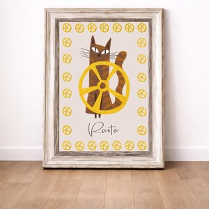 Juego de 6 láminas decorativas divertidas de gatos con pasta – Decoración de cocina italiana – Descarga digital imagen 9