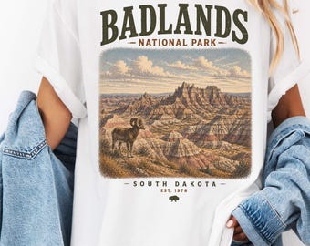Shirt Badlands National Park, vintage T-shirt South Dakota Desert Mountain, retro T-shirt wandelen camping natuur