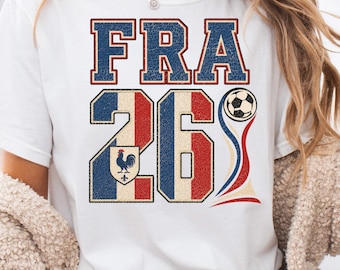 Frankreich 2026 Fußball-Trikot, Frankreich Welt Fußball Fan T-Shirt, Französisch Fußball Fan Shirt, Retro Frankreich Spieltag T-Shirt, Vintage Sport Shirt