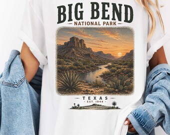 Shirt Big Bend National Park, grafisch T-shirt woestijnlandschap Texas, vintage Southwest-wandel-T-shirt, retro outdoor Adventure Travel-T-shirt