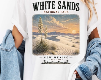 Shirt White Sands National Park, New Mexico Desert Graphic T-shirt, vintage Sand Dunes Nature T-shirt, retro Southwest Travel-wandelshirt
