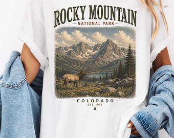 Rocky Mountain National Park Shirt, Vintage Colorado Wildlife Graphic Tee, Retro Hiking Camping Outdoor Adventure T-Shirt