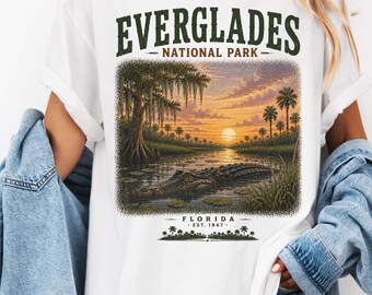 Shirt Everglades National Park, Florida Alligator Graphic Tee, Vintage Swamp Nature T-shirt, Retro Wildlife Adventure Travel Shirt