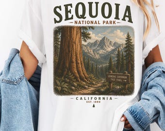 Sequoia National Park Shirt, Vintage California Forest Mountain Graphic Tee, Retro Hiking Camping Nature T-Shirt