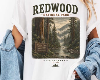 Redwood National Park Shirt, Vintage California Forest Graphic Tee, Retro Hiking Camping Nature Travel T-Shirt