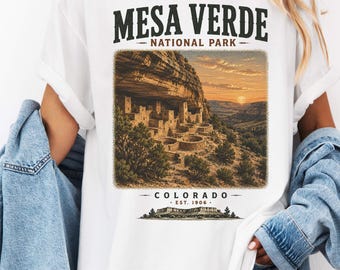 Shirt Mesa Verde National Park, Colorado Cliff Dwelling Graphic T-shirt, vintage Southwest-wandelshirt, retro Desert Adventure-shirt