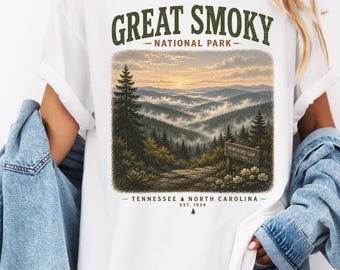 Shirt Great Smoky Mountains National Park, vintage Tennessee Mountain grafisch T-shirt, retro T-shirt wandelen camping natuur
