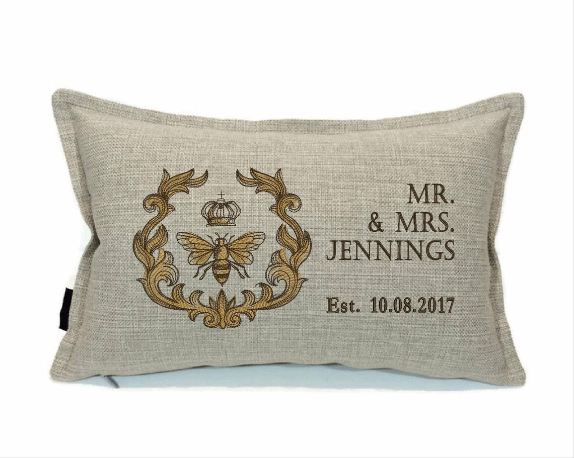 Custom Embroidered Pillow Cover for Newlyweds or Anniversary Etsy