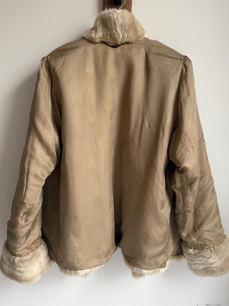 Vintage Faux Mink Fur Jacket – Louis Féraud Lined Cream Beige Coat image 9