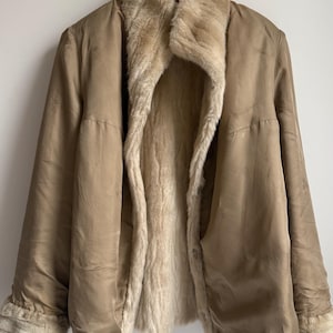 Vintage Faux Mink Fur Jacket – Louis Féraud Lined Cream Beige Coat image 8