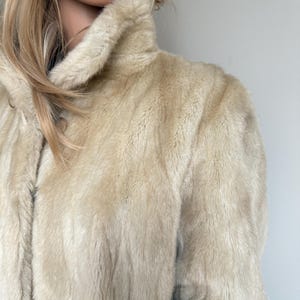 Vintage Faux Mink Fur Jacket – Louis Féraud Lined Cream Beige Coat image 12
