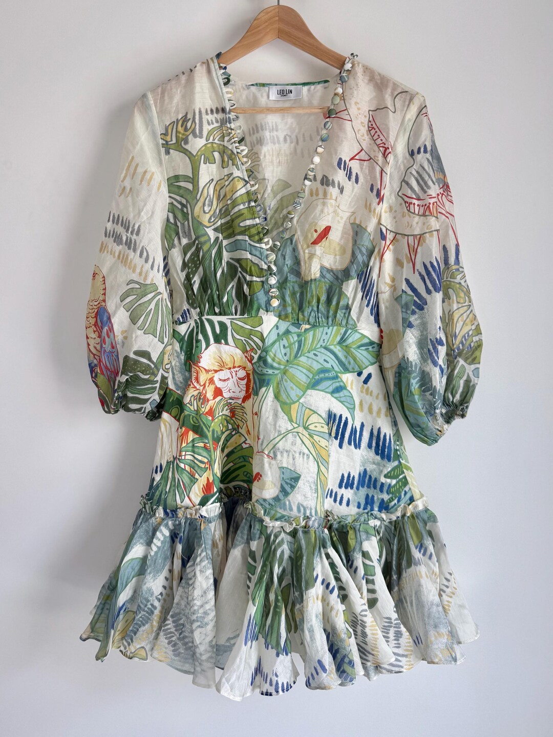 leo lin bloom silk chiffon dress LEO LIN Yumei Silk Embellished Open Back Gown
