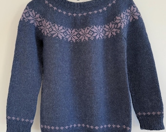 Handmade Wool Children’s Sweater | Nordic Knit | Blue Vintage Style | EU 146/152