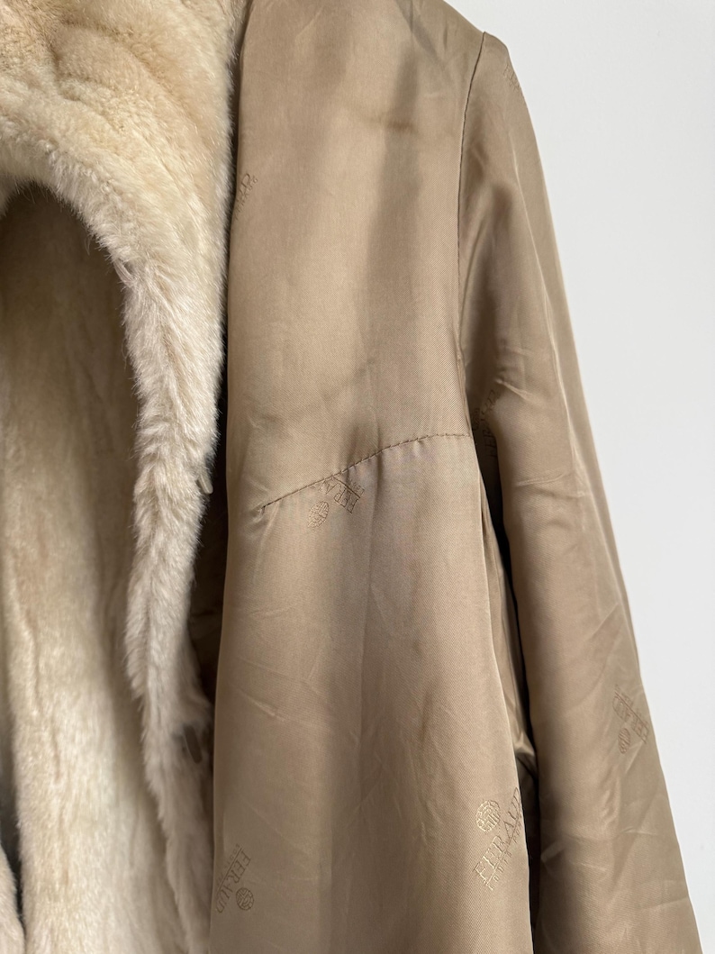 Vintage Faux Mink Fur Jacket – Louis Féraud Lined Cream Beige Coat image 17