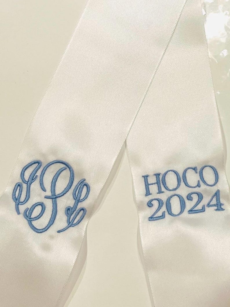 Personalized Embroidered 2026 Bouquet Ribbon, Nosegay, PROM, HOCO, Name ...