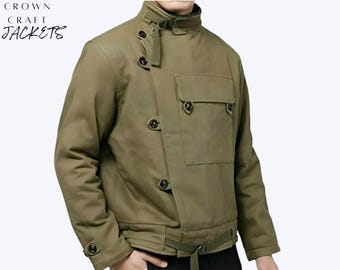 Limited Edition Men’s Vintage Swedish Motorcycle Winter Army Tank Handmade Cotton Jacket Coat