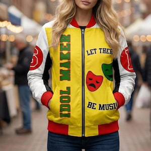 Chaqueta premium Salt N Pepa – Chaqueta bomber universitaria unisex Idol Maker 8 Ball, hecha a mano, estilo rap y música Push It.