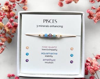 Pulsera del signo zodiacal Piscis / Talismán de cristal