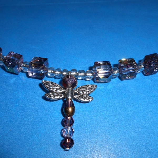 Dragonfly necklace with lovely cut glass beads