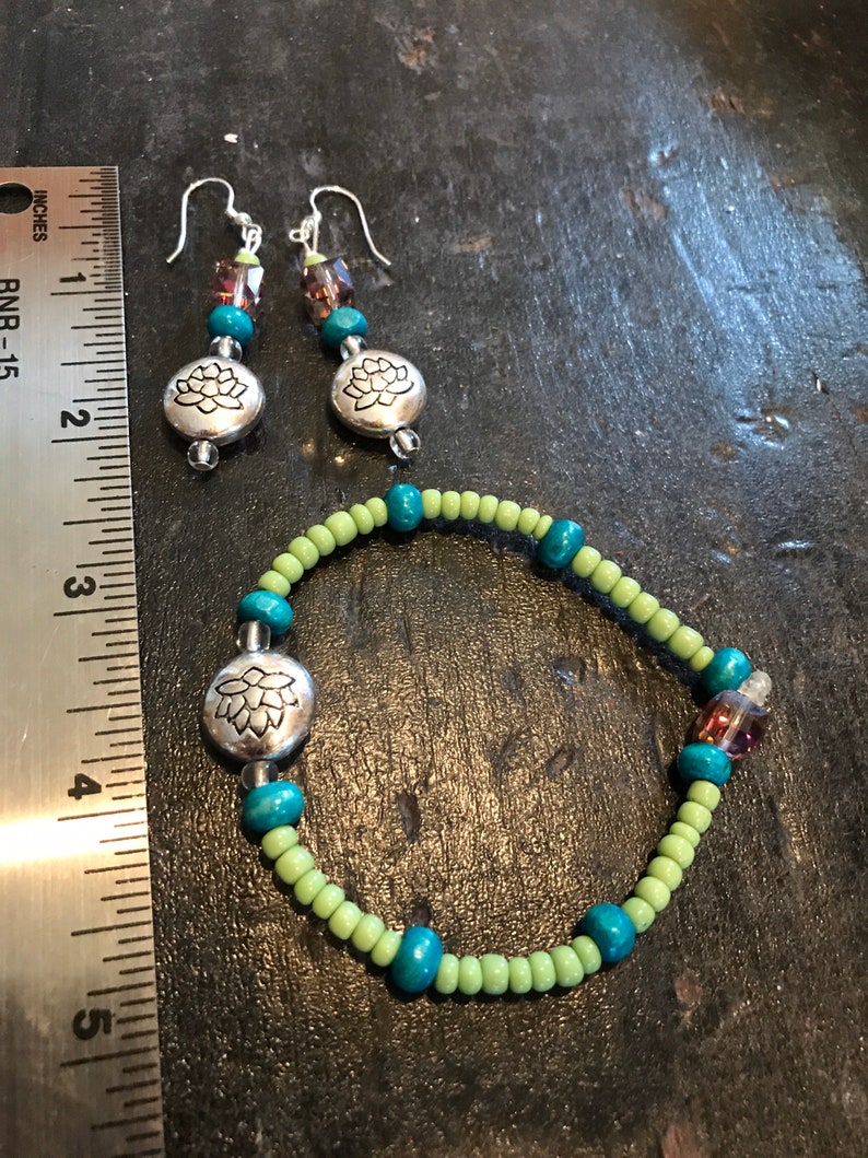 Lotus bracelet and earrings set