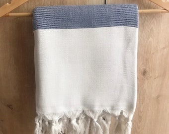 Organic Turkish Towel, Peshtemal, beach and bath towel, yoga, Christmas gift, Natural Soft cotton, mom, mother navy color, Christmas gift