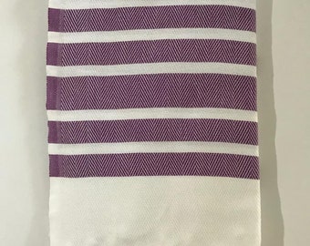 Elegant Organic Turkish Towel, Peshtemal, bath, spa, hammam, Natural Sof cotton, Gift for mother, Handwoven, Purple , Christmas gift