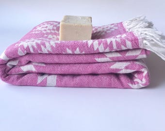 Turkish Towel Exotic, Peshtemal, beach towel, bath towel, mother , mom , gift, wedding, Valentine's day,  bridesmaid gift, pink color