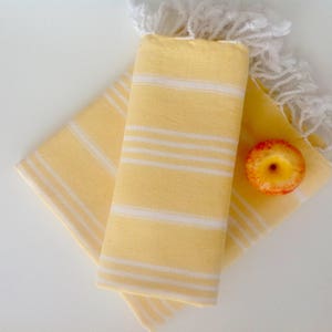Set of  2 Turkish Ecofriendly Hand Towel (Peshkir), Organic, Tea Towel, Kitchen,  Soft Head, Towel, yellow , Christmas gift , mom , mother