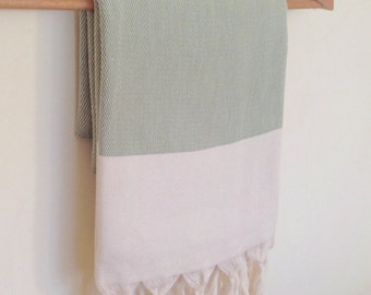 Elegant Organic Turkish Towel, Peshtemal, Special Production, Handwoven, natural gift, spa, Valentine's  day, honeymoon, green , mom, mother