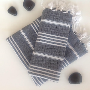 Set of  2 Turkish Ecofriendly Hand Towel (Peshkir), Organic, Tea Towel, Kitchen,  Soft Head Towel, black, Christmas gift  mom , mother