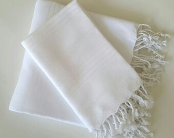 Turkish BATH and Head towel , Peshtemal and Peshkir, Pure Natural Turkish Cotton, white  , Christmas gift , mom, mother