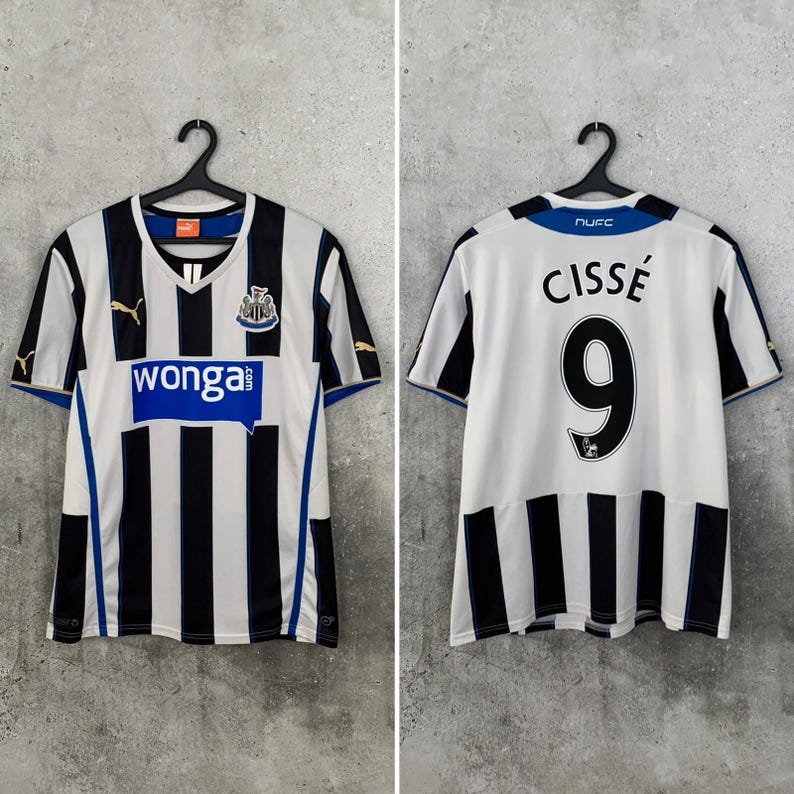 Camisa de futebol vintage do Newcastle United, modelo titular, número 9, Cisse, da Puma, tamanho G (L), anos 2000 imagem 1