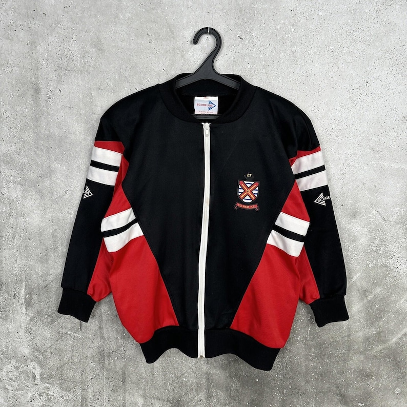 Chaqueta deportiva de entrenamiento del Fulham, modelo vintage de 1988-1989, con el logotipo del marcador y la camiseta, talla S. imagen 1