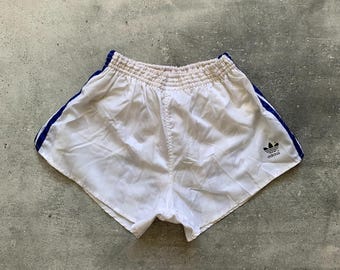 Vintage 1980s Adidas Running White Nylon Football Racer Shorts Size M