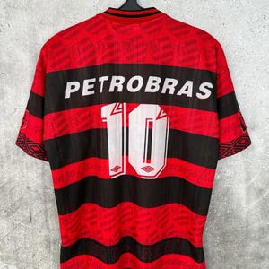 Vintage 1995/1996 Flamengo Home Football Shirt #10 Romario Umbro Brazil Jersey Size L image 7