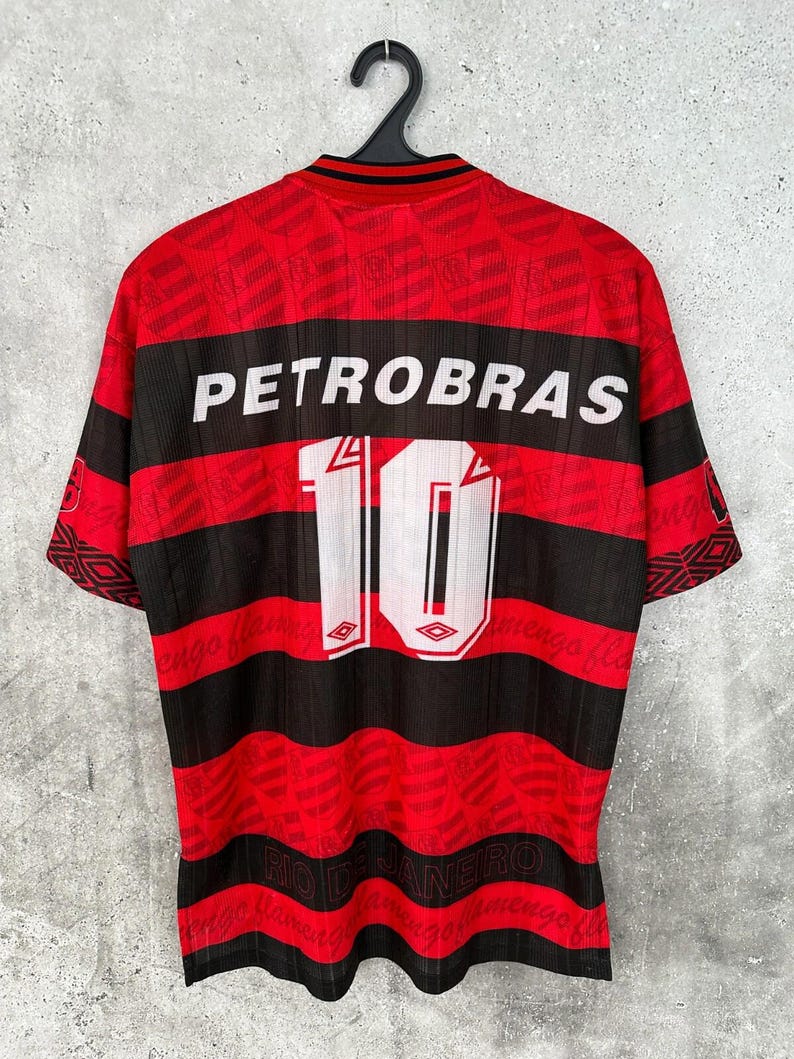 Vintage 1995/1996 Flamengo Home Football Shirt #10 Romario Umbro Brazil Jersey Size L image 7