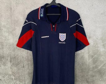 Vintage 1998/1999 England Training Football Polo Shirt Umbro National Team Track Size M