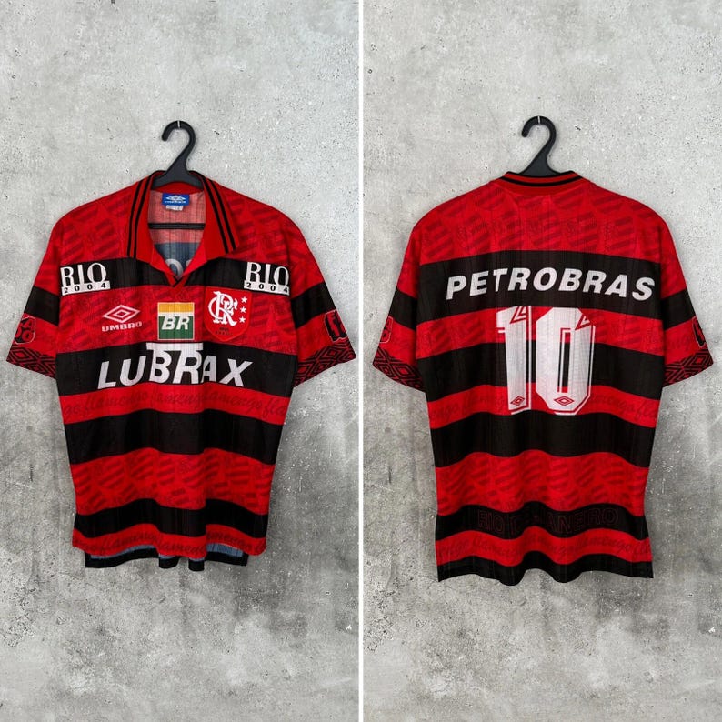 Vintage 1995/1996 Flamengo Home Football Shirt #10 Romario Umbro Brazil Jersey Size L image 1