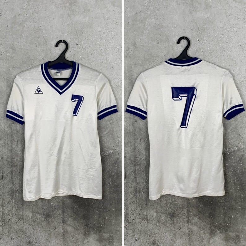 Vintage 1970s Le Coq Sportif Football Shirt #7 France Template Jersey Size S image 1