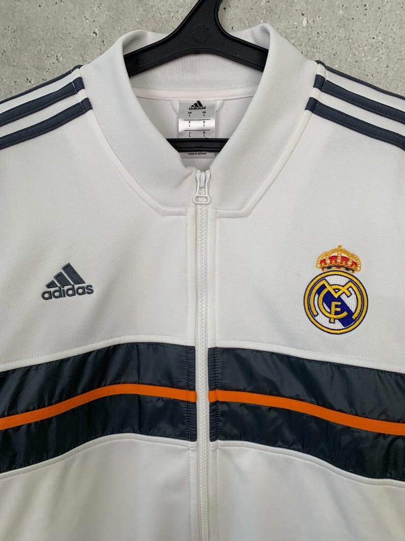 Vintage 2000s Real Madrid Training Football Track Jacket Adidas Jersey Size L image 2