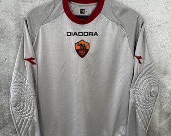 DIADORA AS Roma トレーニングシャツ グレー Vintage AS Roma Goalkeeper Jersey 2005 2006 Diadora Shirt Size M