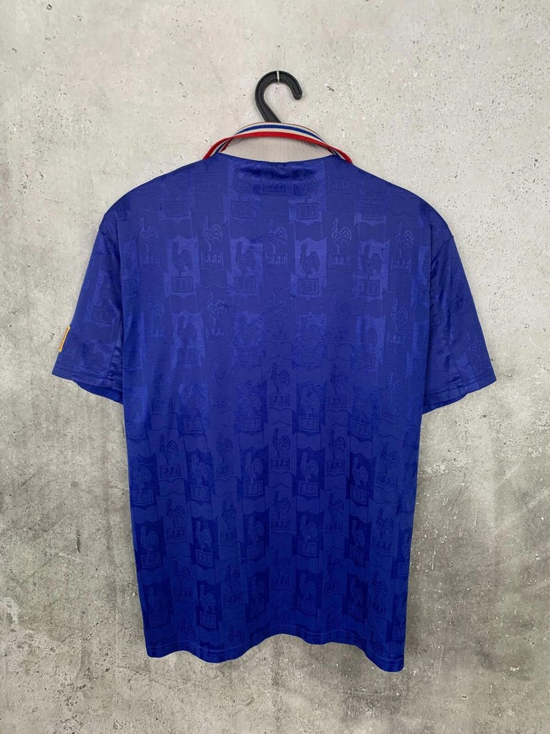 Camiseta de fútbol de la selección francesa de local, temporada 1996/1998, marca Adidas, talla M. imagen 5