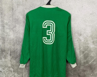 Vintage 1980s West Deutschland Fußball Trikot #3 Adidas Green Template Jersey Größe L
