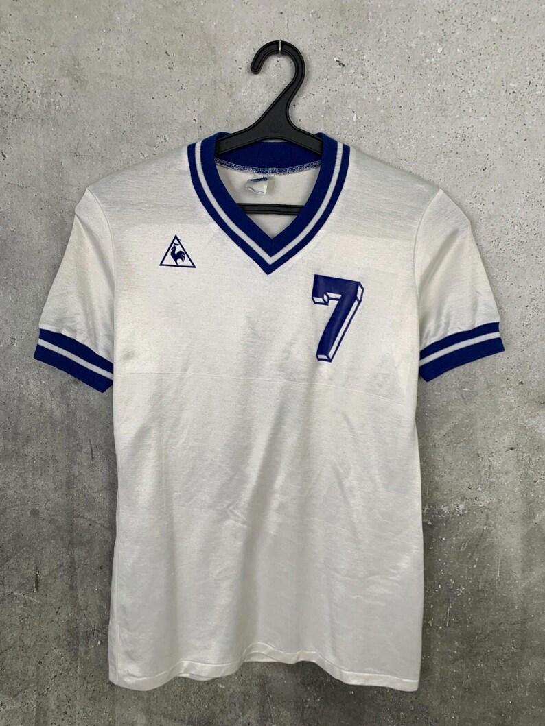 Vintage 1970s Le Coq Sportif Football Shirt #7 France Template Jersey Size S image 2