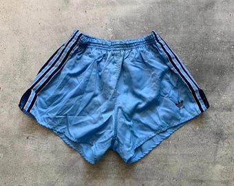 Vintage 70's/80's Adidas Sprinter Shorts Blue Racer Nylon Running Ventex Size M